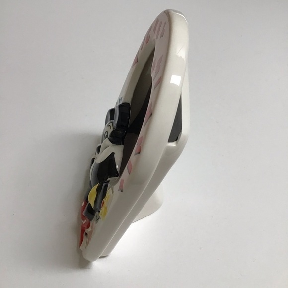 Vintage Disney Valentine Mickey & Minnie Kiss Ceramic Heart Picture Frame Japan - Picture 9 of 13